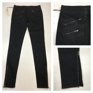 NWT RAG & BONE Black Coated Zip Pockets & Ankle Slim Fit Skinny Jeans